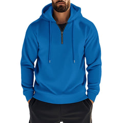 Stylish Men's Black Hoodie with Half-Zip Closure - Perfect for Casual and Sporty Looks