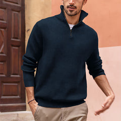 Men's Stylish Quarter-Zip Pullover Sweater - Perfect For Casual And Smart-Casual Looks