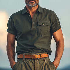 Men's Summer Comfort Distressed Polo Neck T-Shirt MTA2752C8U