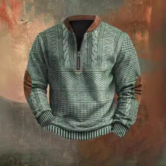 Stylish Cable Knit Quarter-Zip Sweater For Men - Perfect For Casual And Outdoor Wear