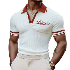 Men's Summer Polo Collar Fashion Knitted Short Sleeve T-Shirt MTA3135C9U