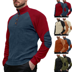 Stylish Color-Block Henley Pullover for Men - Perfect for Casual and Outdoor Activities