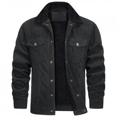 Winter-Ready Corduroy Jacket With Faux Fur Lining For Men