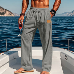 Men's Stylish White Drawstring Pants for Summer Outings