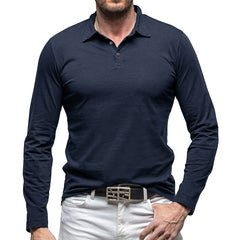 Men's Stylish Long Sleeve Polo Shirt - Perfect For Casual And Formal Wear