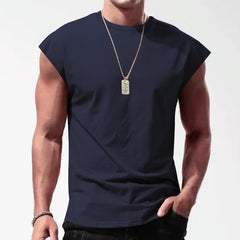 Men's Solid Loose Sleeveless Sports T-shirt 64307072Z