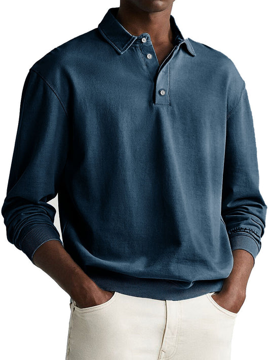 Stylish Long-Sleeve Polo Shirt For Men - Perfect For Casual And Semi-Formal Occasions