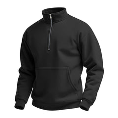 Stylish Half-Zip Pullover Sweatshirt with Pouch Pocket for Everyday Wear