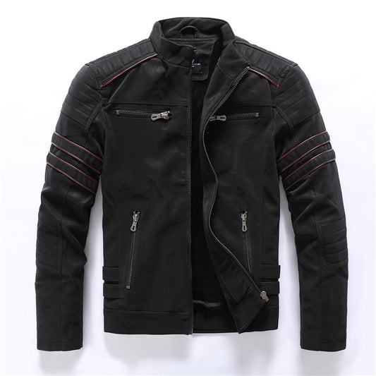 Stylish Men's Biker Jacket With Zippered Details For All-Season Wear