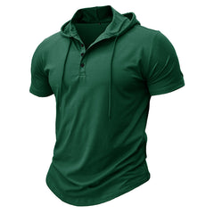 Stylish Men's Hooded Henley T-Shirt - Perfect for Casual and Active Wear