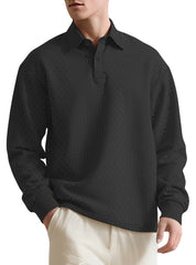 Men's Stylish Long-Sleeve Polo Shirt With Button-Down Collar - Perfect For Casual And Formal Wear