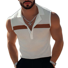 Men's Summer Fashion Polo Neck Textured Tank Top MTA0839D5U