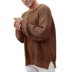 Men's Casual Ribbed Knit Sweater - Perfect for Fall and Winter Layers