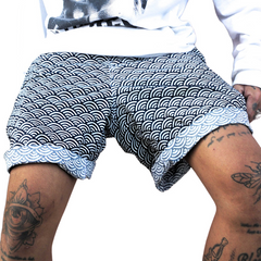 Men's Retro Casual Ethnic Style Geometric Print Drawstring Shorts MTA2568C8TO