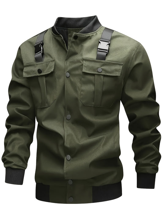 Military-Style Utility Jacket with Adjustable Shoulder Straps