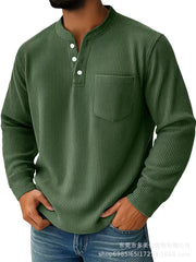 Men's Casual Henley Shirt With Chest Pocket - Perfect For Everyday Wear