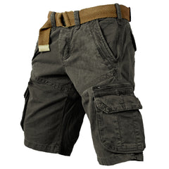 Men's Outdoor Vintage Washed Cotton Washed Multi-pocket Tactical Shorts
