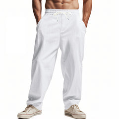 Men's Casual Loose-Fit Trousers with Adjustable Waistband and Side Pockets