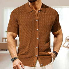 Men's Solid Color Knitted Short Sleeve POLO Shirt MTA0142D9X