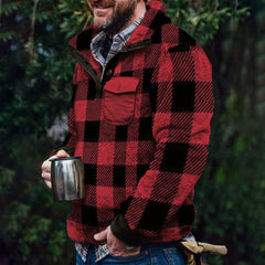 Plaid Half-Zip Pullover Jacket for Outdoor Adventures