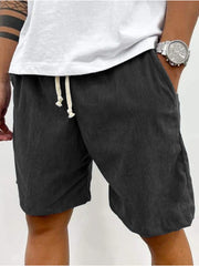 Men's Casual Corduroy Shorts with Adjustable Drawstring for Summer and Spring