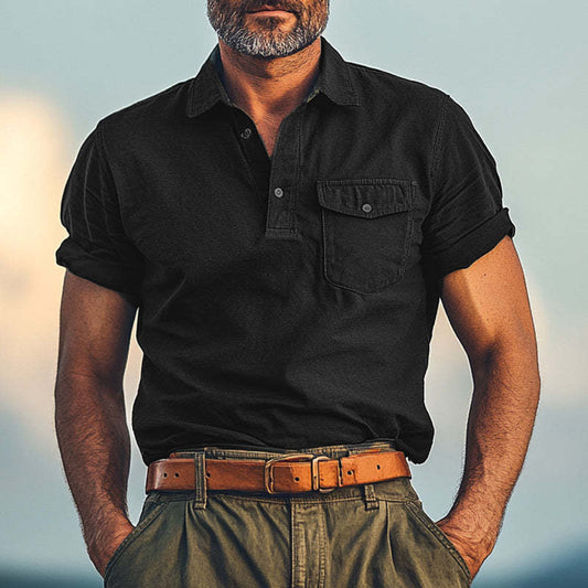 Men's Summer Comfort Distressed Polo Neck T-Shirt MTA2752C8U