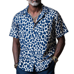 Men's Spring Fashion Leopard Print Casual Sports Short Sleeve Shirt MTA0941D4P