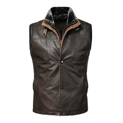 2025 MEN'S VINTAGE DOUBLE LAYER COLLAR LAPEL LEATHER VEST