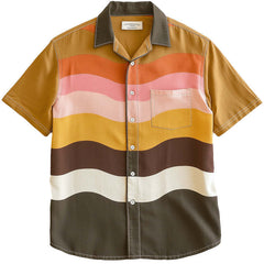 Men's Wave Stripe Print Short Sleeve Shirt MTA2553C1P