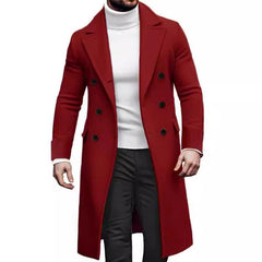 Men's Double-breasted Solid Color Mid-length Coat 75578376X