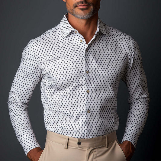 Men's Business Slim Fit Long Sleeve Printed Shirt MTA2815C4P