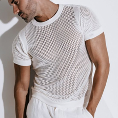 Men's Spring And Summer Fashionable Casual Slim Fit Knitted Short-sleeved T-shirt 66493524K