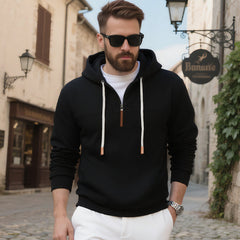 Stylish Men's Hoodie with Half-Zip Closure for Casual Wear