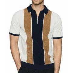 Men's Polo Collar Colorblock Print Short Sleeve T-Shirt MTA1943C7U