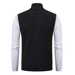 Men's Casual Solid Color Stand Collar Sleeveless Knitted Vest 19972434Y