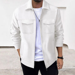 Men's New Autumn Casual Jacquard Lapel Jacket: Zip-Up, Long-Sleeve Outerwear