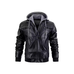 Stylish Hooded Leather Jacket for Men - Perfect for Casual and Outdoor Adventures
