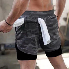 Men's Loose Running Shorts - Double-Layer Design, Multi-Pockets, Athletic/Casual Outdoor Gym Wear