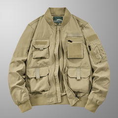 Military-Style Utility Jacket with Multiple Pockets for Outdoor Adventures