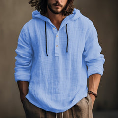 Stylish Hooded Henley Shirt for Men - Perfect for Casual and Outdoor Adventures