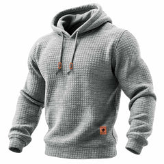 Men's Quilted Waffle Outdoor Sports Solid Color Long Sleeve Daily Tops Hoodie