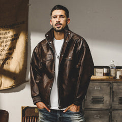 Stylish Brown Leather Jacket for Men - Perfect for Casual and Urban Looks