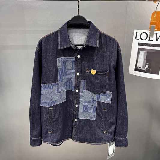 Stylish Patchwork Denim Shirt for Men - Perfect for Casual and Trendy Looks