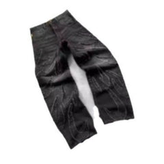 Unique Embroidered Denim Trousers with Artistic Design for Fashion Lovers