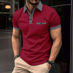 Men's Button Down Colorblock Sports Short Sleeve Polo Shirt 86428180X