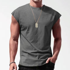 Men's Solid Loose Sleeveless Sports T-shirt 64307072Z