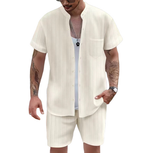 Men's Casual Resort Short Sleeve Shorts Two-piece Set MTA0739D3X