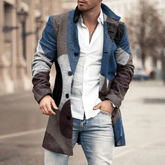 Stylish Patchwork Double-Breasted Blazer for Men - Perfect for Casual and Formal Occasions