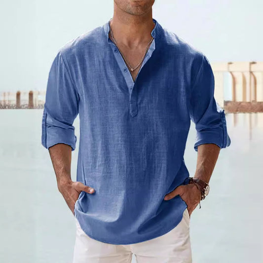 Stylish Pink Henley Shirt for Men - Perfect for Casual and Semi-Formal Occasions