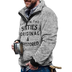 Men's Retro Casual Color Striped Flannel Stand Collar Pullover Jacket